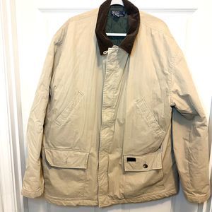 VTG Polo Ralph Lauren Mens 2XL Khaki Quilt Lined Coat Corduroy Collar Jacket